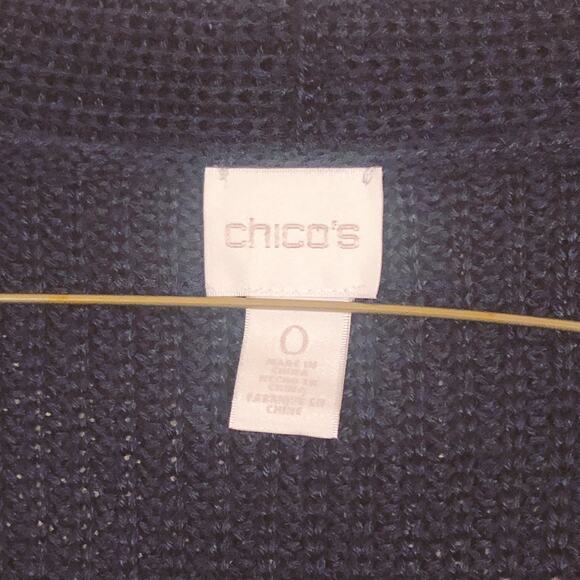 Chico's Solid Black Sleeveless Flowy Dark Academia Cardigan Sweater - Picture 3 of 7